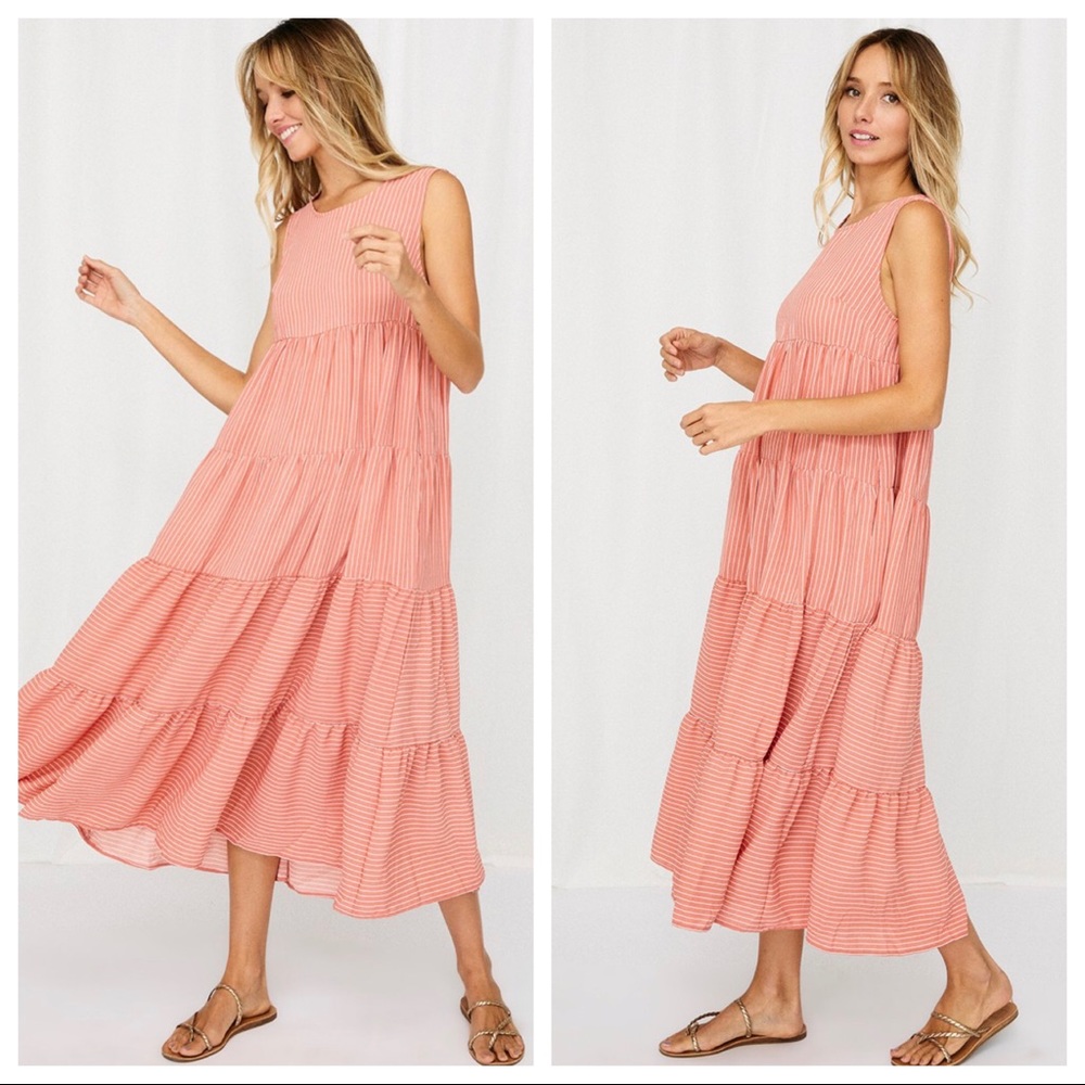 #19 Fabulous pin striped print tiered maxi dress - Picture 3 of 5